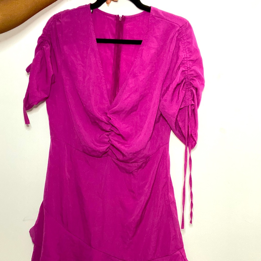 Boohoo Ana Ruched Bust Drawcord Sleeve Tea Dress